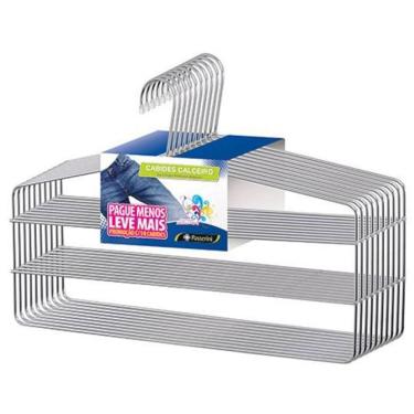 Imagem de Kit 6 Cabides Para Calça Triplo Cromado - Passerine