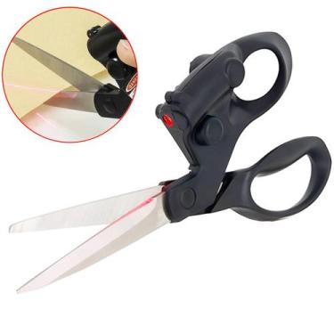 Imagem de Tesoura Multiuso Costura Micro Serrilhada Mira Laser 21cm - Evolvere, 