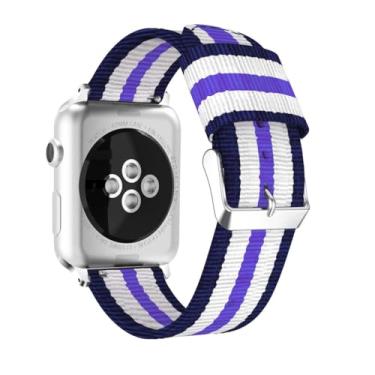 Imagem de Pulseira de nylon para Apple Watch Ultra 8 7 6 5 4 SE de 49 mm, 45 mm, 44 mm e 40 mm, pulseira esportiva confortável para IWatch 3 de 42 mm e 38 mm (roxo colorido, 42 mm, 44 mm, 45 mm-49 mm)