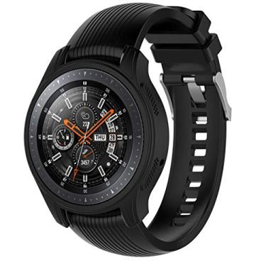 Imagem de Capa de silicone protetora Motong para Galaxy Watch de 46 mm – Capa protetora de silicone Motong para Samsung Galaxy Watch de 46 mm e Samsung Gear S3 Frontier SM-R760, Silicone Black