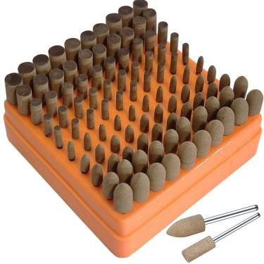 Imagem de Kit 100 Ponta Montada Couro De Vaca Haste 3Mm Polir Retífica