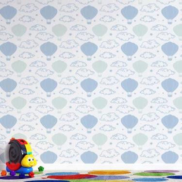 Imagem de Papel de Parede Infantil Balões e nuvens - AloPapers, 2,50m de largura