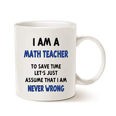 Imagem de MAUAG Caneca de café Funny Math Teacher...Assume I Am Never Wrong, os melhores presentes de Natal para professores xícara de porcelana, branca 400 ml da LaTazas