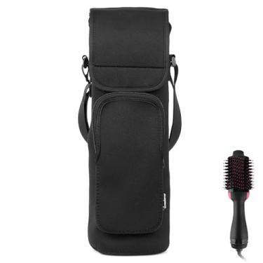 Imagem de ReignSword Estojo de viagem de neoprene compatível com volumizador REVLON One-Step, bolsa organizadora de armazenamento portátil, bolsa de viagem para ferramentas de cabelo (preto)