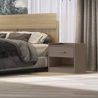 Imagem de Mesa de Cabeceira 1 Gaveta 1 Nicho 54cm X 54cm X 39cm  Cinza
