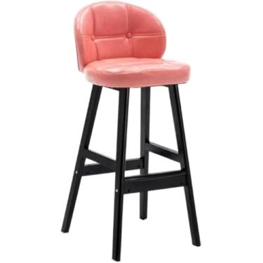 Imagem de Cadeiras de bar de cozinha de couro PU, banquetas de bar com apoio para os pés, banco de bar vintage, bar de madeira, cadeiras de jantar para cozinha, café da manhã, bancos de bar, F, altura sentada