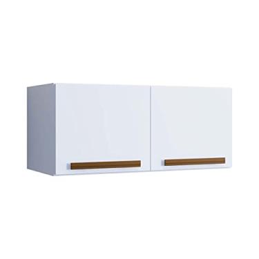 Imagem de Armário Aéreo Para Cozinha Multiuso de Parede Turquesa 70x32 cm 2 Portas (Branco)
