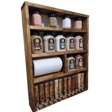 Imagem de Porta Espeto com Porta Condimentos e papel toalha 55x70 em madeira maciça PE5570C