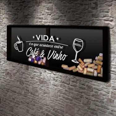 Imagem de Porta Rolhas e Cápsulas Panorâmico - Entre Café e Vinho - Quadro Novo,