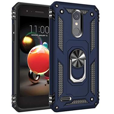 Imagem de Capa de impacto de queda de grau militar para LG Aristo 3, capa Aristo 2 Plus/Rebel 4 LTE/Phoenix 4/Zona 4 de metal giratório, suporte, suporte, armadura à prova de choque para LG Aristo 2 3 (azul)