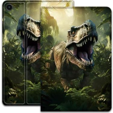 Imagem de Capa para Samsung Galaxy Tab A9 Plus 11 polegadas 2023, capa elegante e inteligente, suporte ajustável com hibernar e despertar automáticos, para tablet Galaxy Tab A9 Plus - dinossauro T-Rex na selva