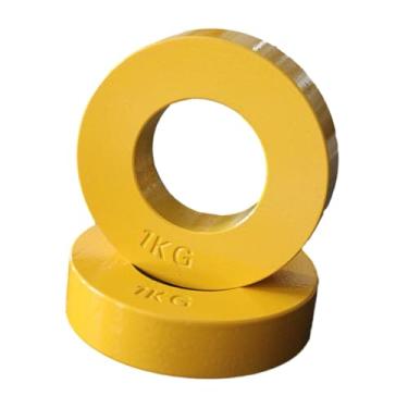 Imagem de Colaxi 2x placas de peso micro -peso fracionário mudam de peso à prova de peso 3,86 "diâmetro de pesos extras placas adicionais para o padrão de academia, Amarelo 1 Kg