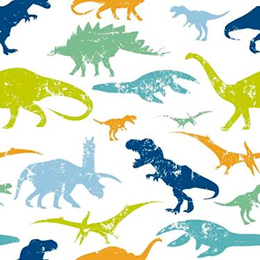Imagem de Papel De Parede 10m Adesivo Dinossauros Coloridos Quarto Infantil