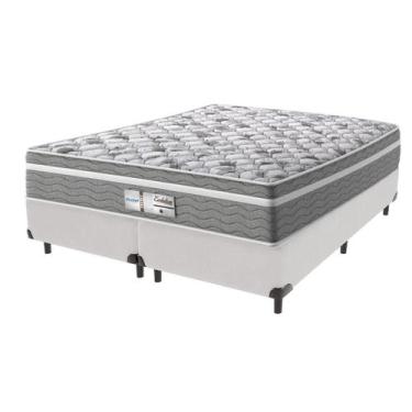 Imagem de Cama Box Queen Branco + Colchão Evolution Molas Ensacadas Probel