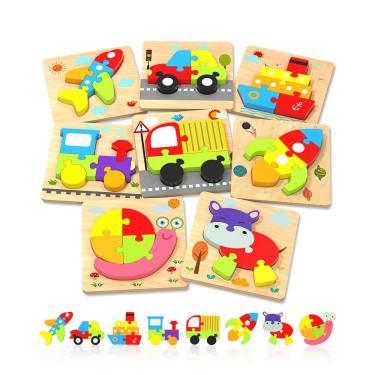 Imagem de Quebra-cabeças de madeira para crianças Yetonamr, brinquedos educativos de 1 a 3 anos