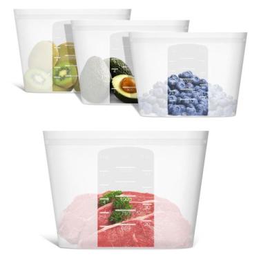 Imagem de Sacos de alimentos reutilizáveis Annaklin Large 1.5L, pacote com 4, 10