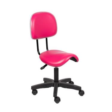Imagem de Cadeira Sela rosa com Encosto giratoria 55cm Estética Dentista consult