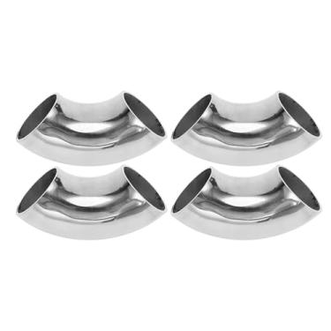 Imagem de Motoforti 4 peças 90 graus mandril curva cotovelo carro modificado tubo de escape tubulação 3.8 cm espessura OD 2mm/14GA 38x100x2.0mm aço inoxidável 304 tom prata