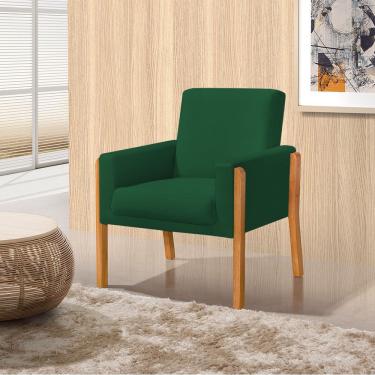 Imagem de Poltrona Sala de Espera Pés em Madeira Santorini Veludo Verde