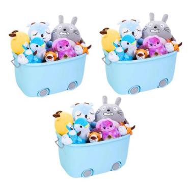 Imagem de Kit 3 Organizadores De Brinquedos Livro Lego E Pelúcia 50 L - Tibaby, 