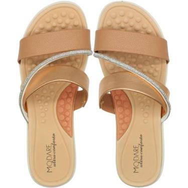 Imagem de Tamanco Ortopédico Modare Ultra Conforto Tira Strass Feminino, Nude, 3