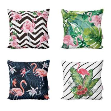 Imagem de Almofadas Decorativas Floral Flamingos Para Sala 40X40 - Novadecora