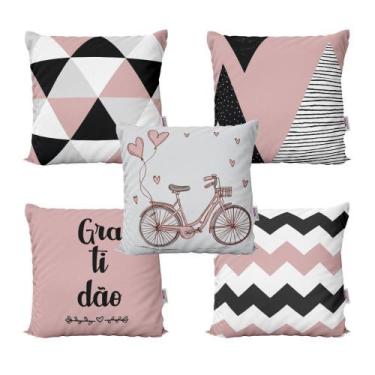 Imagem de Almofadas Decorativas Rosa E Preto Para Sofá  40X40 - Novadecora