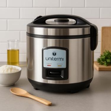 Imagem de Panela de Arroz Elétrica em Aço Inox 6 e 10 Xícaras 127V, Cozedor de Arroz Elétrico, Arrozeira Elétrica, Compacta, Qualidade Premium (10 Xícaras)