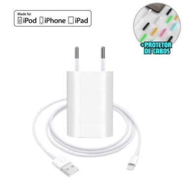 Imagem de Carregador Completo Compativel P/ iPhone 5 6 7 8 X 11 Cabo Usb Lightni