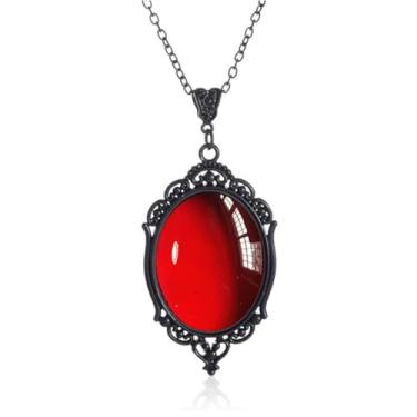 Imagem de Asiamist Colar gótico camafeu feminino vintage Stardust colar com pingente de cristal gótico em relevo gótico joia vitoriana de Halloween, Normal Size, Metal, Sem Pedra Preciosa