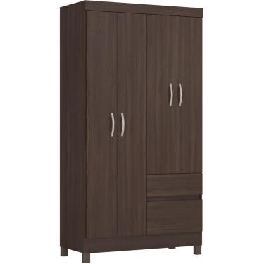 Imagem de Guarda Roupa Demóbile Lotus solteiro infantil 4 portas 2 gavetas Café 205