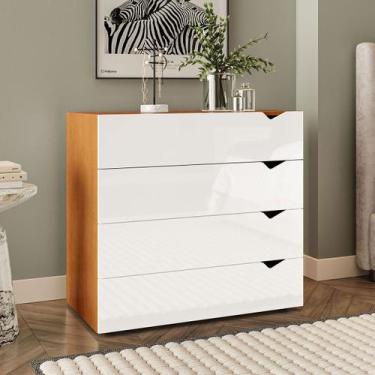 Imagem de Cômoda Porto 4 Gavetas Freijó/Branco - Politorno, Marrom, Moderno