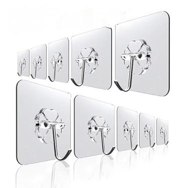 Imagem de KIT 30 Gancho Adesivo Parede Multifuncional Transparente Autocolante(10)
