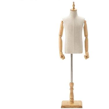 Imagem de CUTPOIY Modelo de costureira falsa de manequim de manequim infantil, a altura pode ser ajustada, braço de madeira móvel para lojas (nº 1 grande)