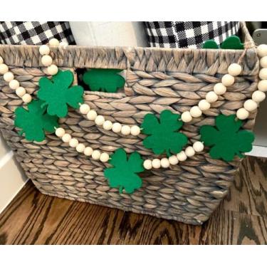 Imagem de Generic Guirlanda De Contas 7,5 Pés Para O Dia São Patrício, Faixa Trevo Feltro E Madeira, Decoração Rústica Fazenda Festa Em Bar Casa, Exposição Prateleira, Lareira, Parede