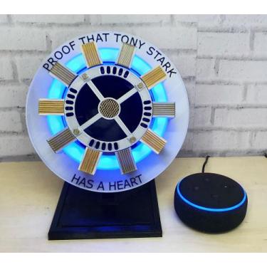 Imagem de Suporte Iron Man / Homem De Ferro com leds, compatível com Alexa Echo 