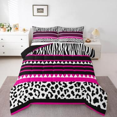 Imagem de Feelyou Conjunto de edredom geométrico para meninos e meninas, tamanho casal, listrado, arte moderna, decoração de quarto de crianças e adolescentes, 3 peças