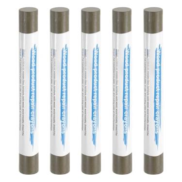 Imagem de HARFINGTON 5 peças de bastões de enchimento de madeira, cera de madeira, retoque de móveis, gizes de cera de reparo para madeira, cinza técnico