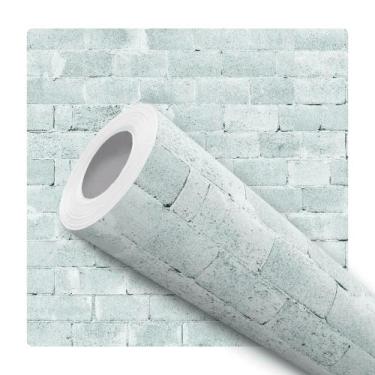 Imagem de Papel De Parede Adesivo Lavável Sala Tijolo Rustico Verde Claro - Deli