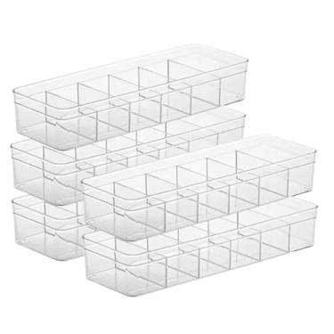 Imagem de Organizadores Acrílico 6 Divisórias Retangular Porta (KIT DE 4 UNIDADES)