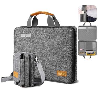 Imagem de Pasta para laptop de 15,6 polegadas com proteção de nível militar com bolsa de cinto destacável, compatível com todos os modelos de MacBook Pro de 15 a 16 polegadas e os Chromebooks de notebooks de 15,6 polegadas mais populares (cinza e preto)