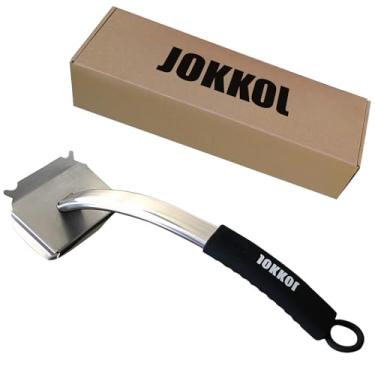 Imagem de Escova de grelha sem cerdas, limpador de churrasco de aço inoxidável resistente para churrasqueiras ao ar livre, seguro para todos os tipos de churrasqueira, presente de churrasco para homens, preto,