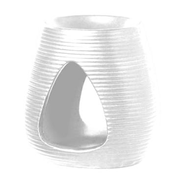 Imagem de Bothyi Queimador de óleo essencial de cerâmica, queimador de cera derretida, forno de aroma decorativo, difusor de óleo de cerâmica, suporte para velas de, Branco