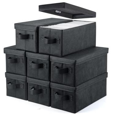 Imagem de UENTIP Caixas de armazenamento de CD - Pacote com 8 caixas de armazenamento de CD - 33,5 cm x 15 cm x 13,5 cm, recipiente comporta 30 CDs em estojos inteiros de joias, 60 CDs em capas finas e 165