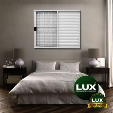 Imagem de Janela Veneziana Abertura Esquerda 3 Folhas 100x120cm Com Grade Plus Lux Esquadrias Branco