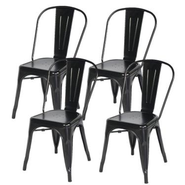 Imagem de Kit Com 4 Cadeira Tolix Iron Aço Carbono Industrial - Preto