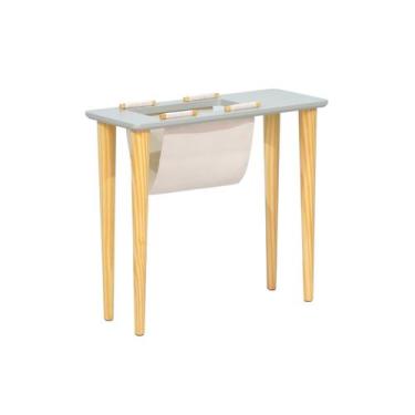 Imagem de Mesa Lateral Twig 55,5x62x25cm - Decorise, Cinza/Natural