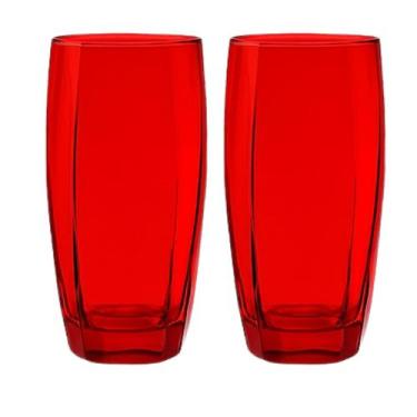 Imagem de Jogo de Copos Vidro Florida 370ml Vermelho Suco Agua - 2Un - CRISTAR