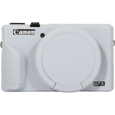Imagem de AEXUTDA Capa Para Câmera Digital Canon Powershot G7X Mark Iii, De Silicone Câmera, Pele Macia E Antirriscos, Ajuste Fino, 3 Acessórios Com Tampa Lente Destacável - Cinza