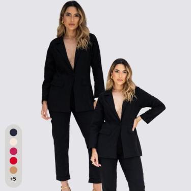 Imagem de Conjunto Feminino Alfaiataria Blazer e Calça de Linho Elegante - IV ST